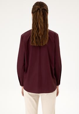 Kadın Bordo Uzun Kollu Gömlek - 50316699013