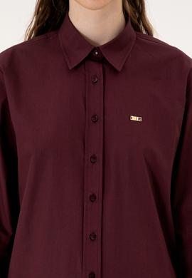 Kadın Bordo Uzun Kollu Gömlek - 50316699013