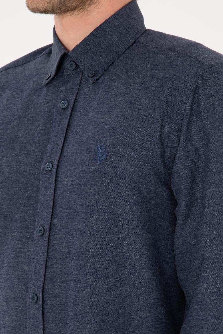 Erkek İndigo Uzun Kollu Basic Gömlek - 50316723145