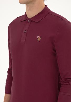 Erkek Regular Fit Polo Yaka Koyu Bordo Basic Sweatshirt - 50313772147