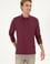 Erkek Regular Fit Polo Yaka Koyu Bordo Basic Sweatshirt
