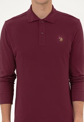 Erkek Regular Fit Polo Yaka Koyu Bordo Basic Sweatshirt - 50313772147
