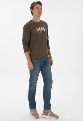 Erkek Regular Fit Bisiklet Yaka Vizon İnce Sweatshirt - 50315570046