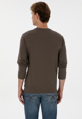 Erkek Regular Fit Bisiklet Yaka Vizon İnce Sweatshirt - 50315570046