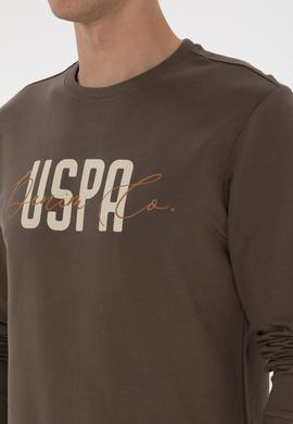 Erkek Regular Fit Bisiklet Yaka Vizon İnce Sweatshirt - 50315570046