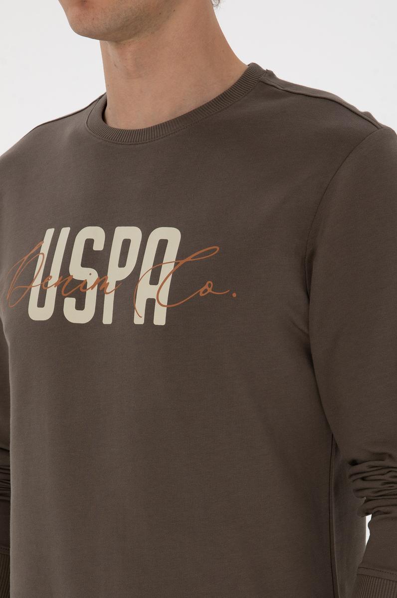 Erkek Regular Fit Bisiklet Yaka Vizon İnce Sweatshirt