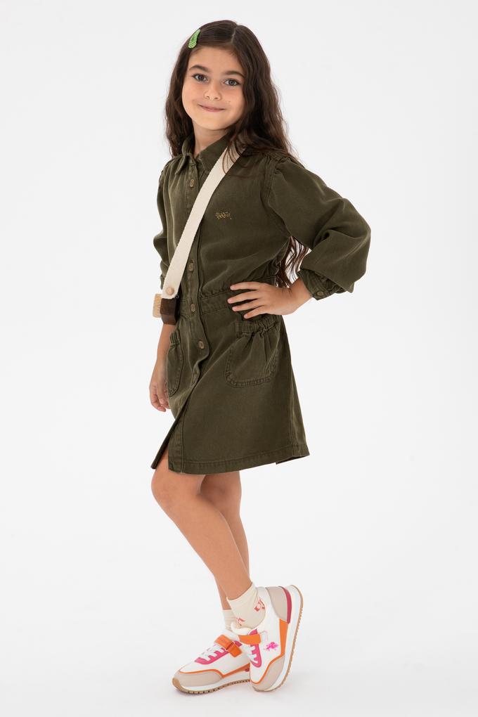 Kız Çocuk Haki Jean Elbise
