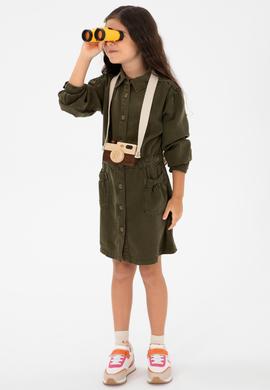 Kız Çocuk Haki Jean Elbise - 50272317001