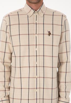 Erkek Krem Kareli Uzun Kollu Regular Gömlek - 50316617007