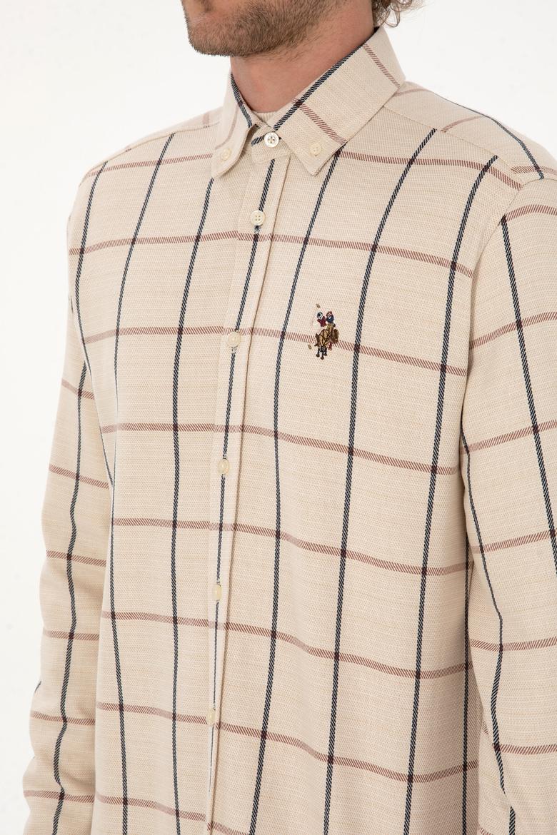 Erkek Krem Kareli Uzun Kollu Regular Gömlek - 50316617007