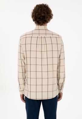 Erkek Krem Kareli Uzun Kollu Regular Gömlek - 50316617007