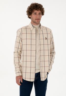 Erkek Krem Kareli Uzun Kollu Regular Gömlek - 50316617007