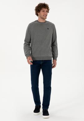 Erkek Regular Fit Bisiklet Yaka Antrasit Melanj İnce Basic Sweatshirt - 50313752017