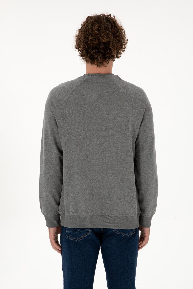 Erkek Regular Fit Bisiklet Yaka Antrasit Melanj İnce Basic Sweatshirt - 50313752017