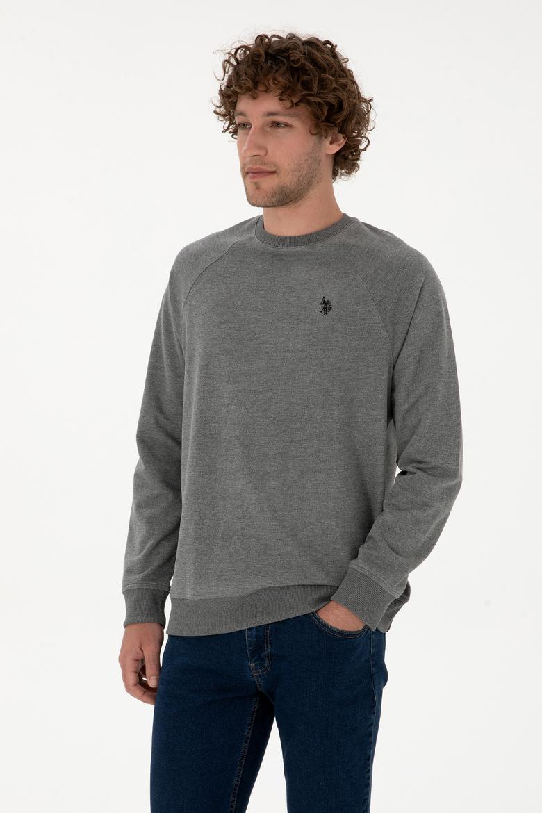 Erkek Regular Fit Bisiklet Yaka Antrasit Melanj İnce Basic Sweatshirt - 50313752017