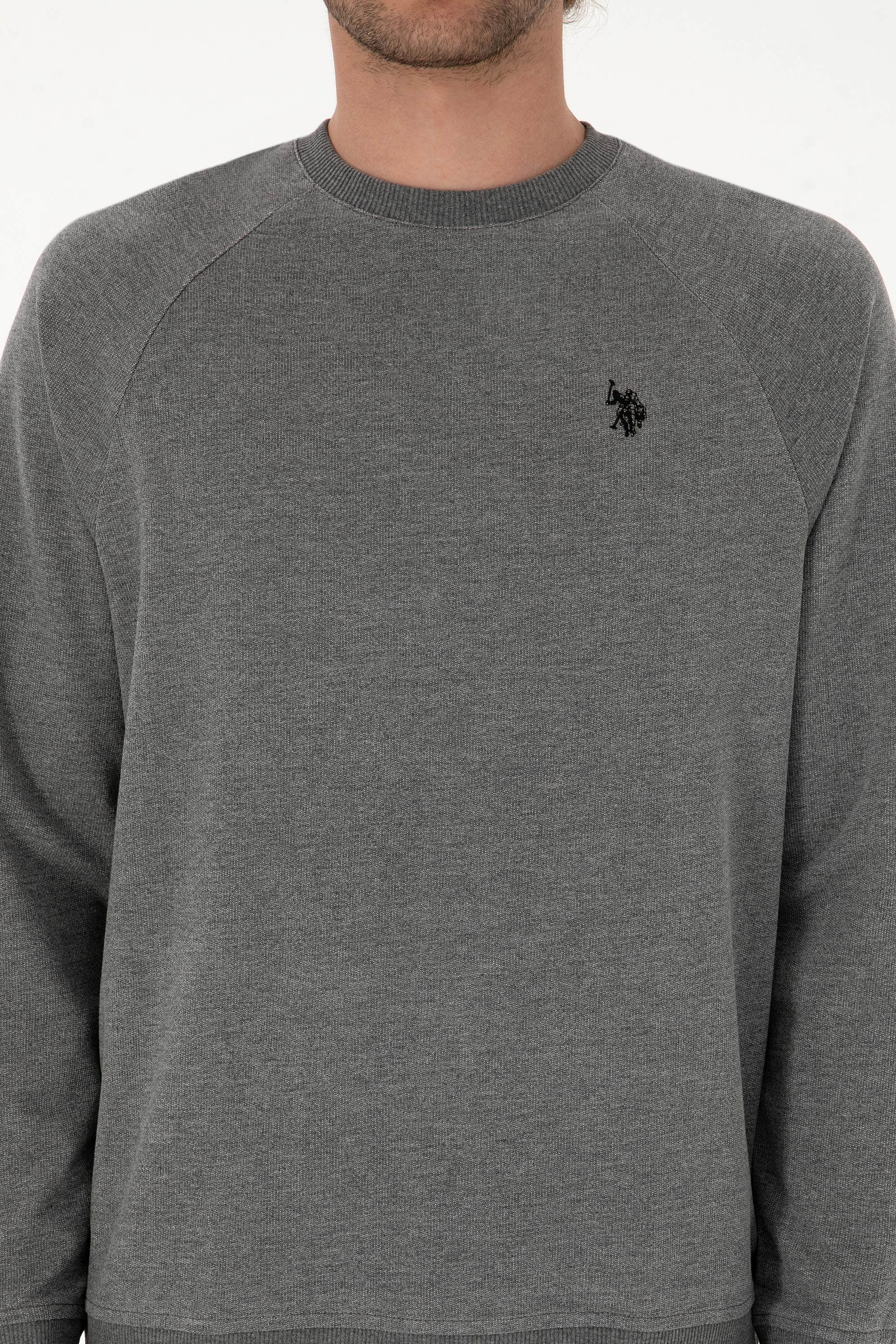 Erkek Regular Fit Bisiklet Yaka Antrasit Melanj İnce Basic Sweatshirt - Image 6