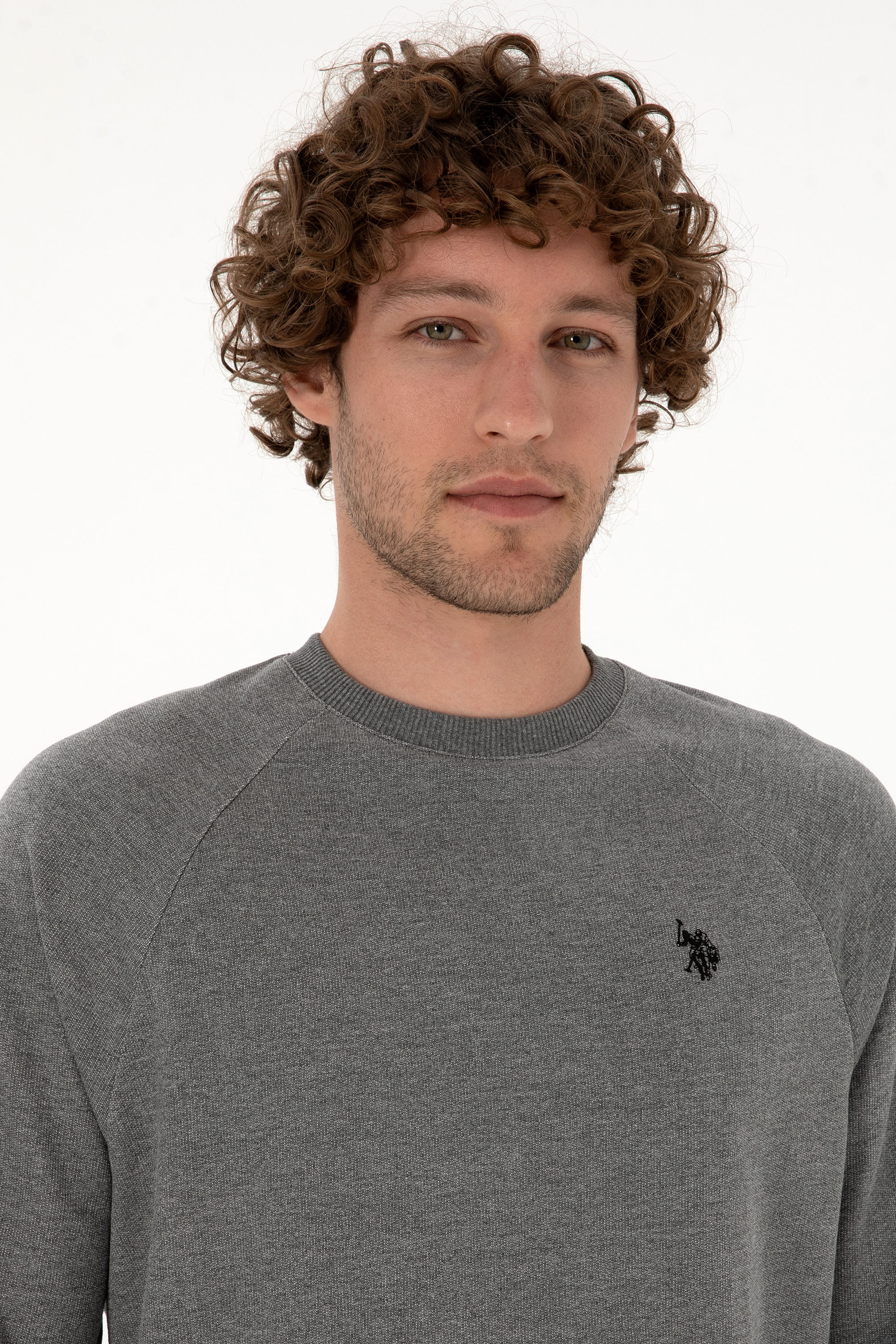 Erkek Regular Fit Bisiklet Yaka Antrasit Melanj İnce Basic Sweatshirt - Image 2