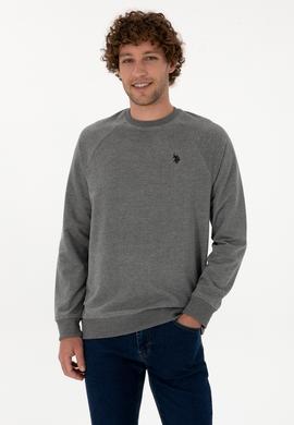 Erkek Regular Fit Bisiklet Yaka Antrasit Melanj İnce Basic Sweatshirt - 50313752017