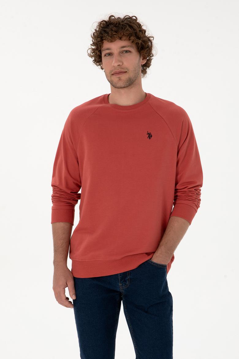 Erkek Regular Fit Bisiklet Yaka Gül Kurusu İnce Basic Sweatshirt