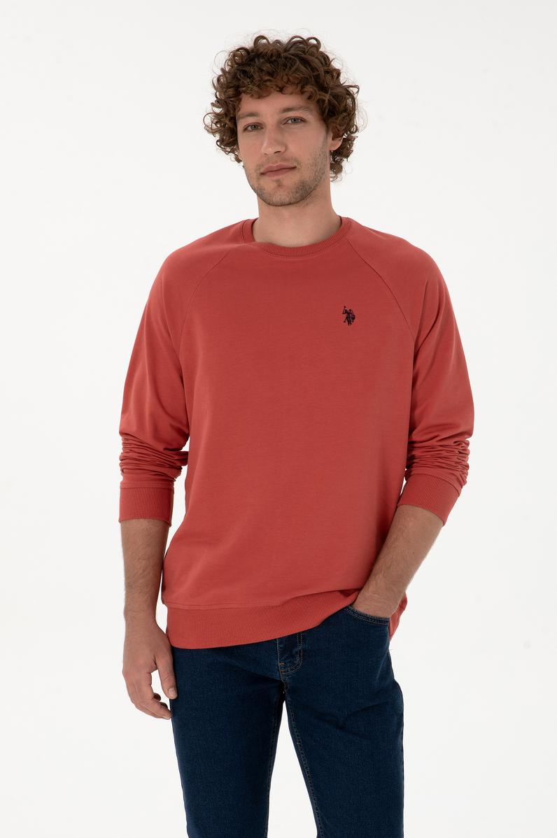 Erkek Regular Fit Bisiklet Yaka Gül Kurusu İnce Basic Sweatshirt