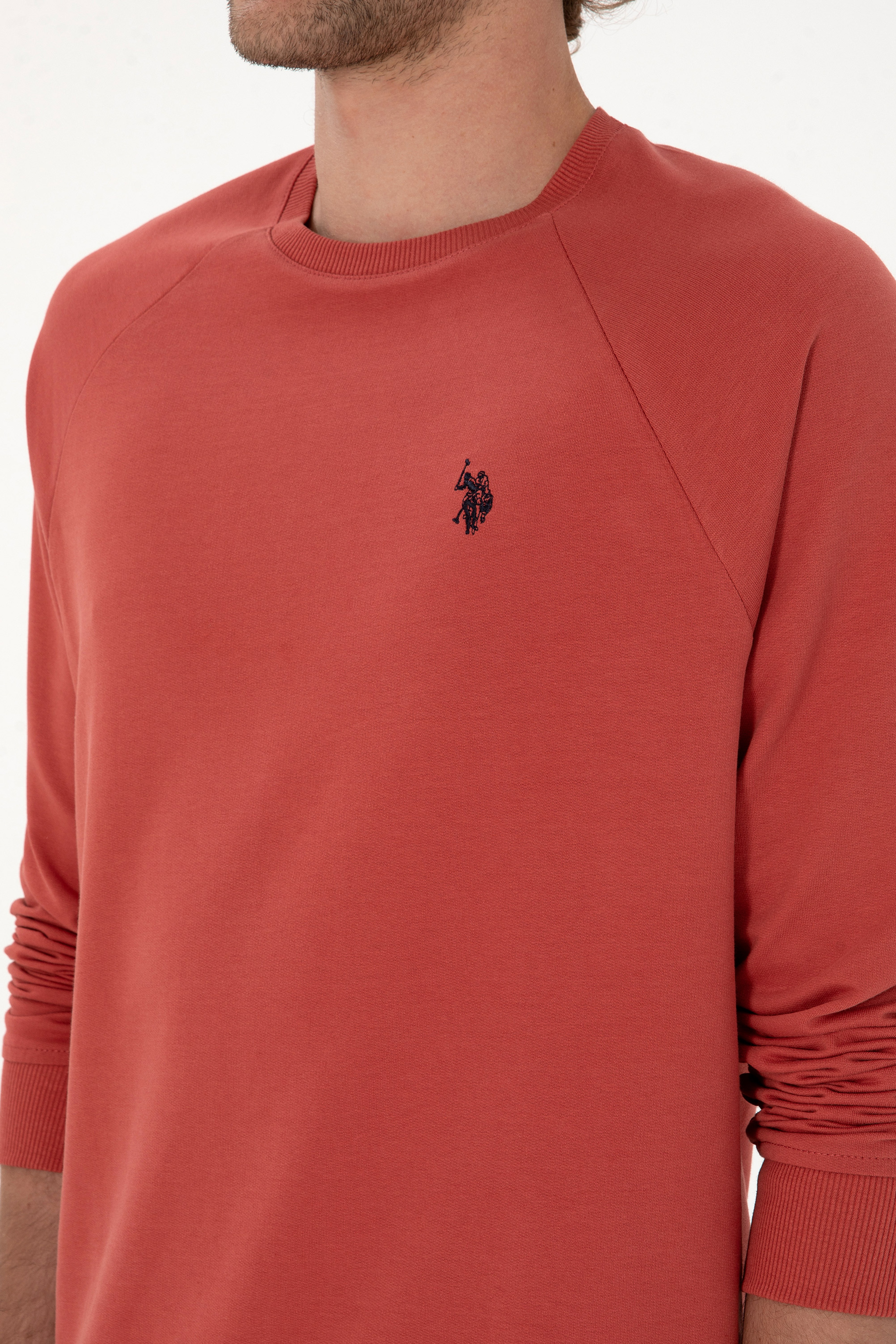 Erkek Regular Fit Bisiklet Yaka Gül Kurusu İnce Basic Sweatshirt - Image 7