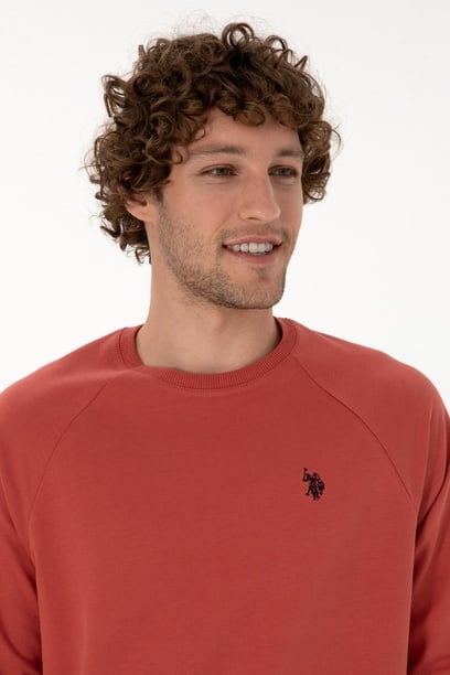 Erkek Regular Fit Bisiklet Yaka Gül Kurusu İnce Basic Sweatshirt