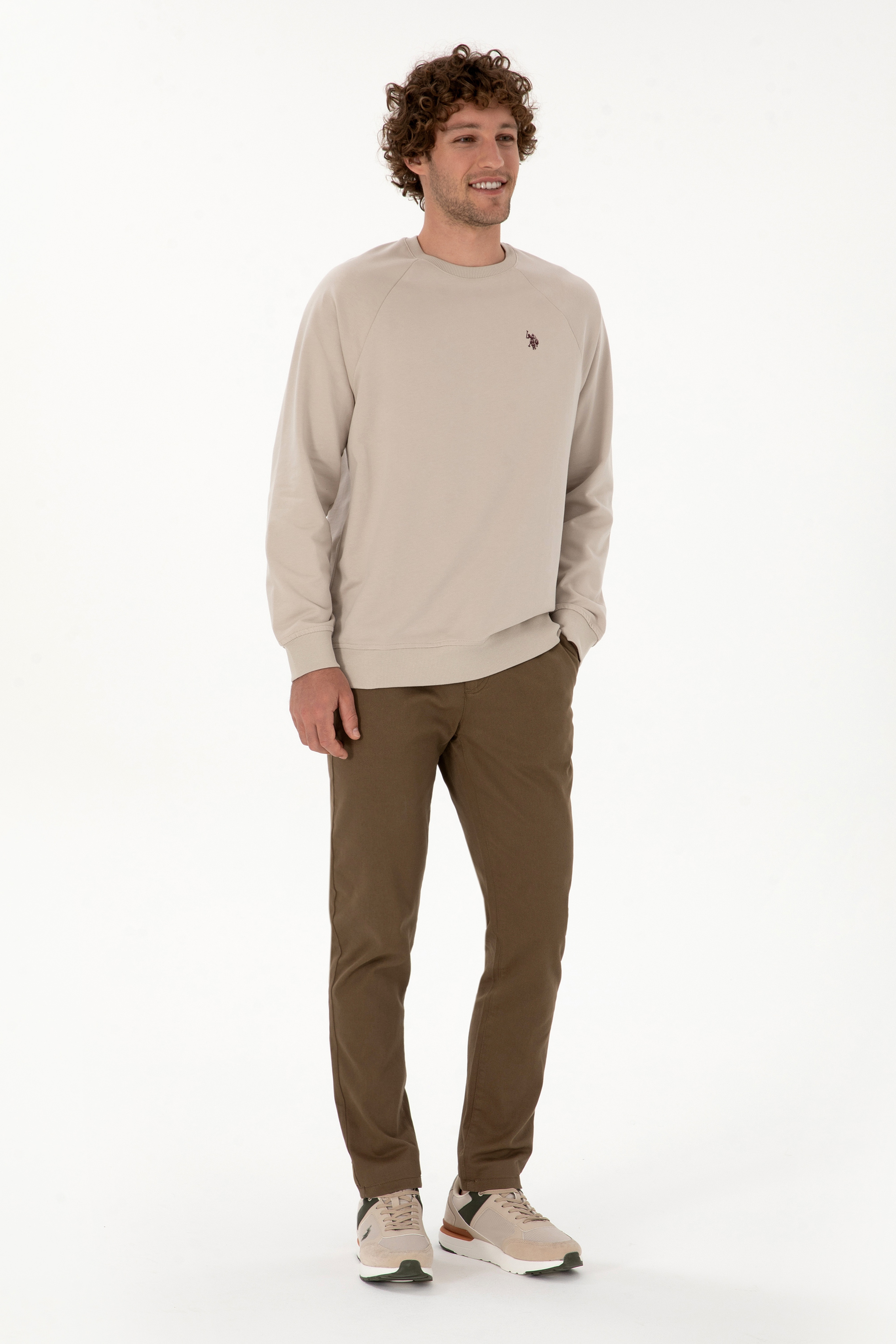 Erkek Slim Fit Haki Kanvas Pantolon