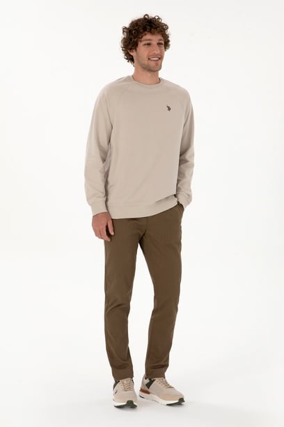 Erkek Slim Fit Haki Kanvas Pantolon