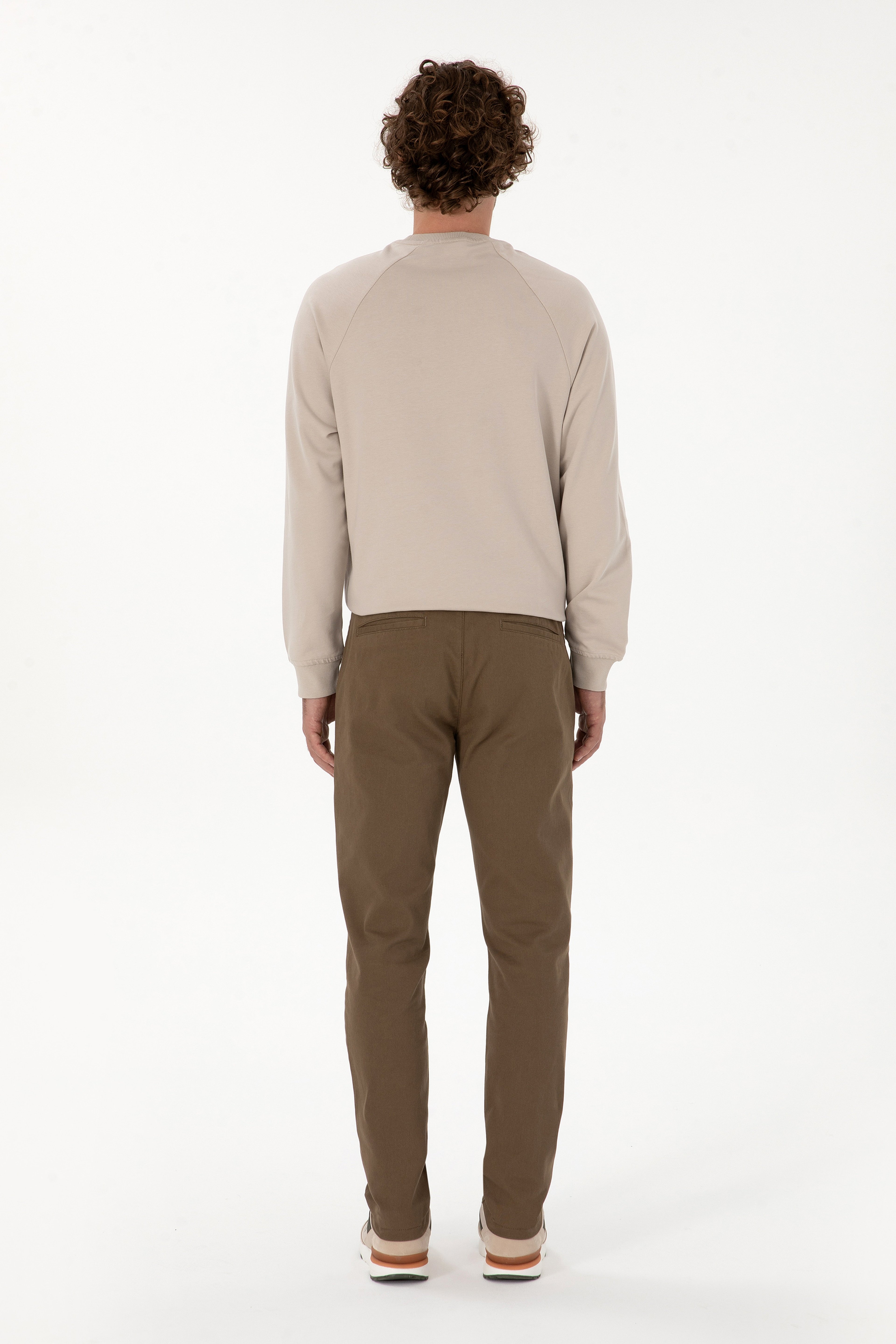 Erkek Slim Fit Haki Kanvas Pantolon