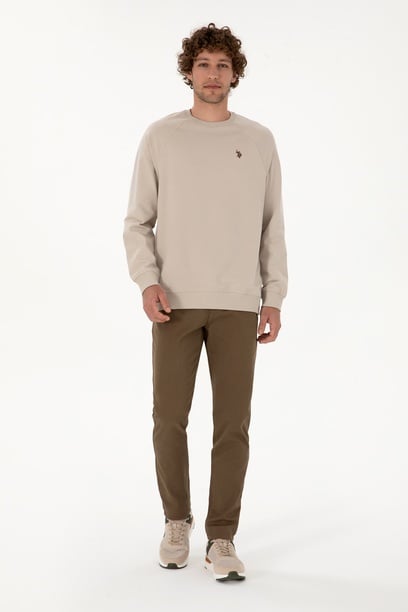 Erkek Slim Fit Haki Kanvas Pantolon