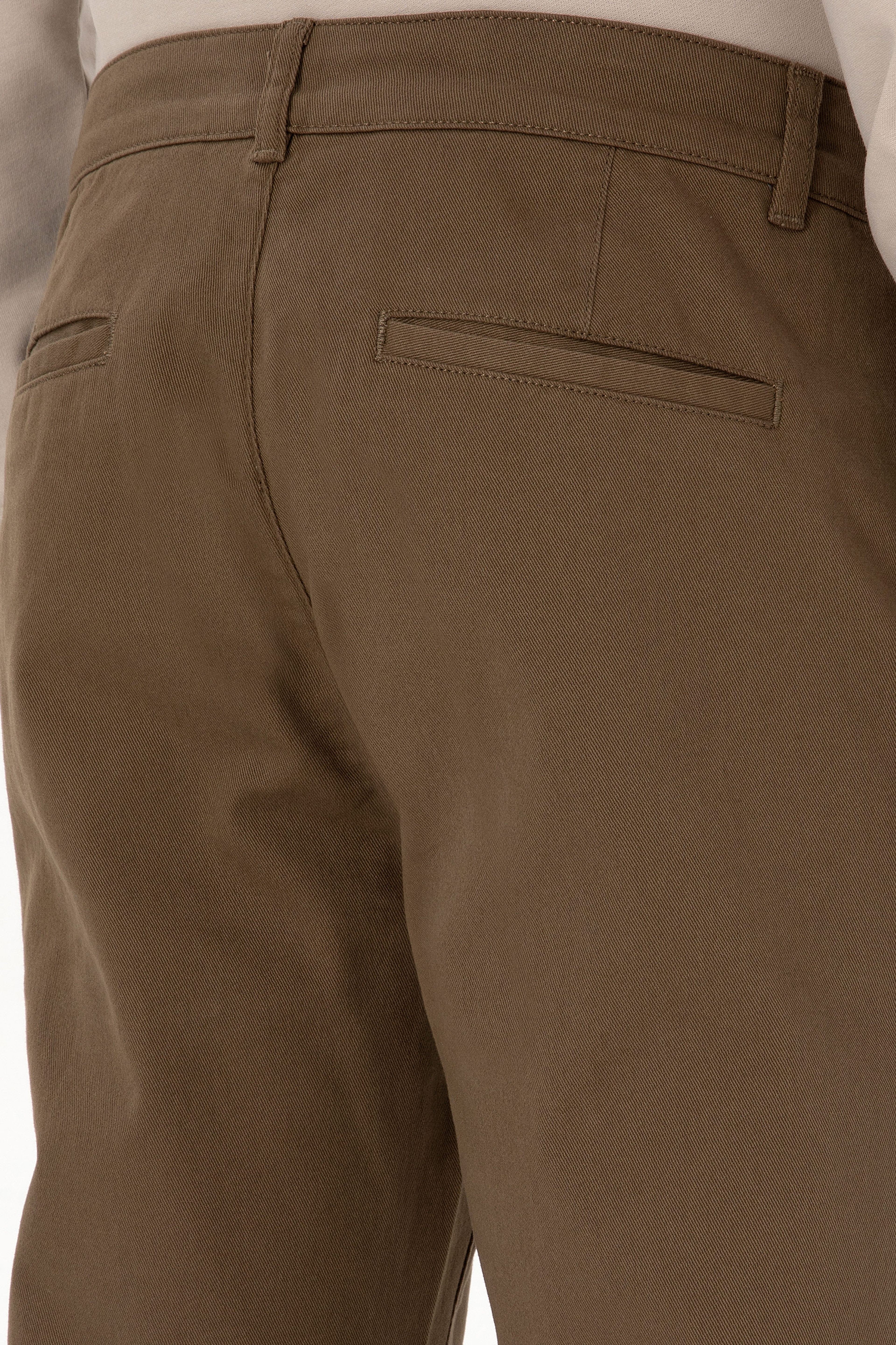 Erkek Slim Fit Haki Kanvas Pantolon