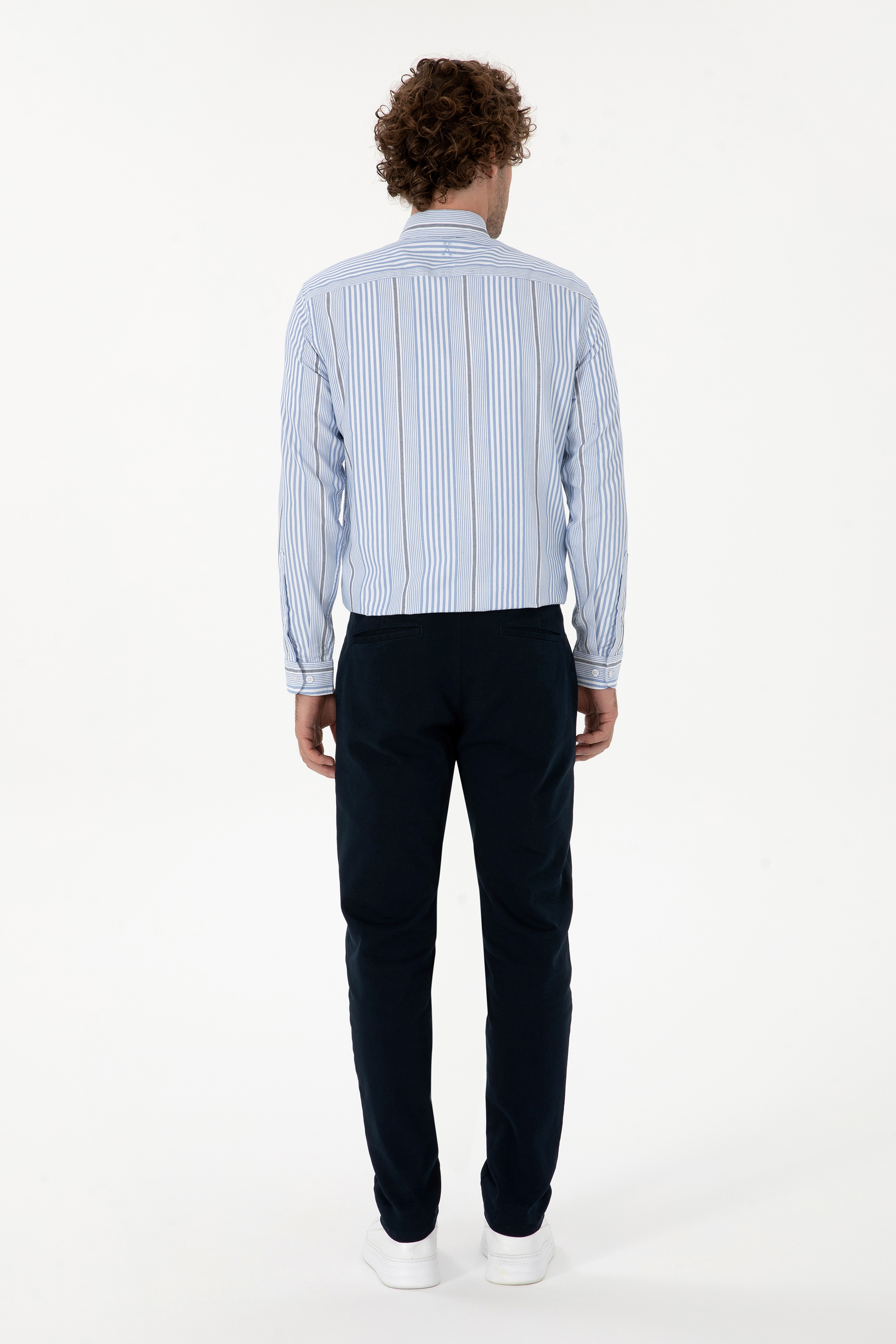 Erkek Slim Fit Lacivert Kanvas Pantolon