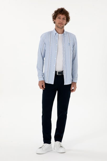 Erkek Slim Fit Lacivert Kanvas Pantolon