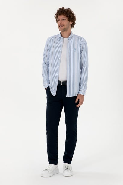 Erkek Slim Fit Lacivert Kanvas Pantolon