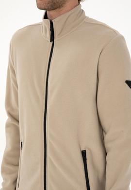 Erkek Regular Fit Koyu Bej Polar Örme Hırka - 50313779099