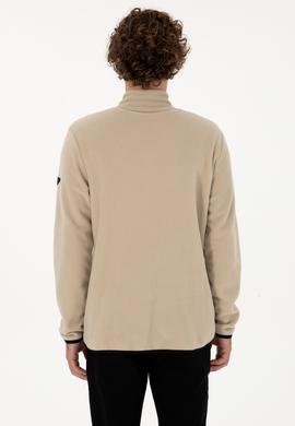 Erkek Regular Fit Koyu Bej Polar Örme Hırka - 50313779099