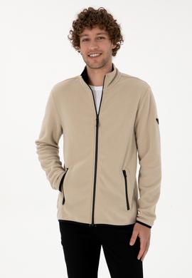 Erkek Regular Fit Koyu Bej Polar Örme Hırka - 50313779099