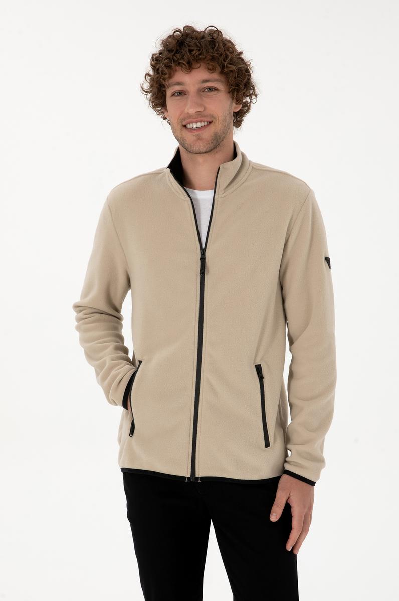 Erkek Regular Fit Koyu Bej Polar Örme Hırka