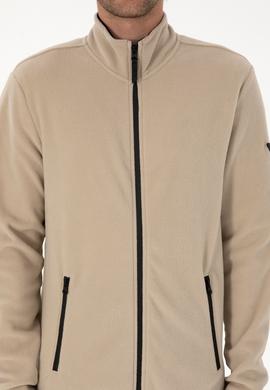 Erkek Regular Fit Koyu Bej Polar Örme Hırka - 50313779099