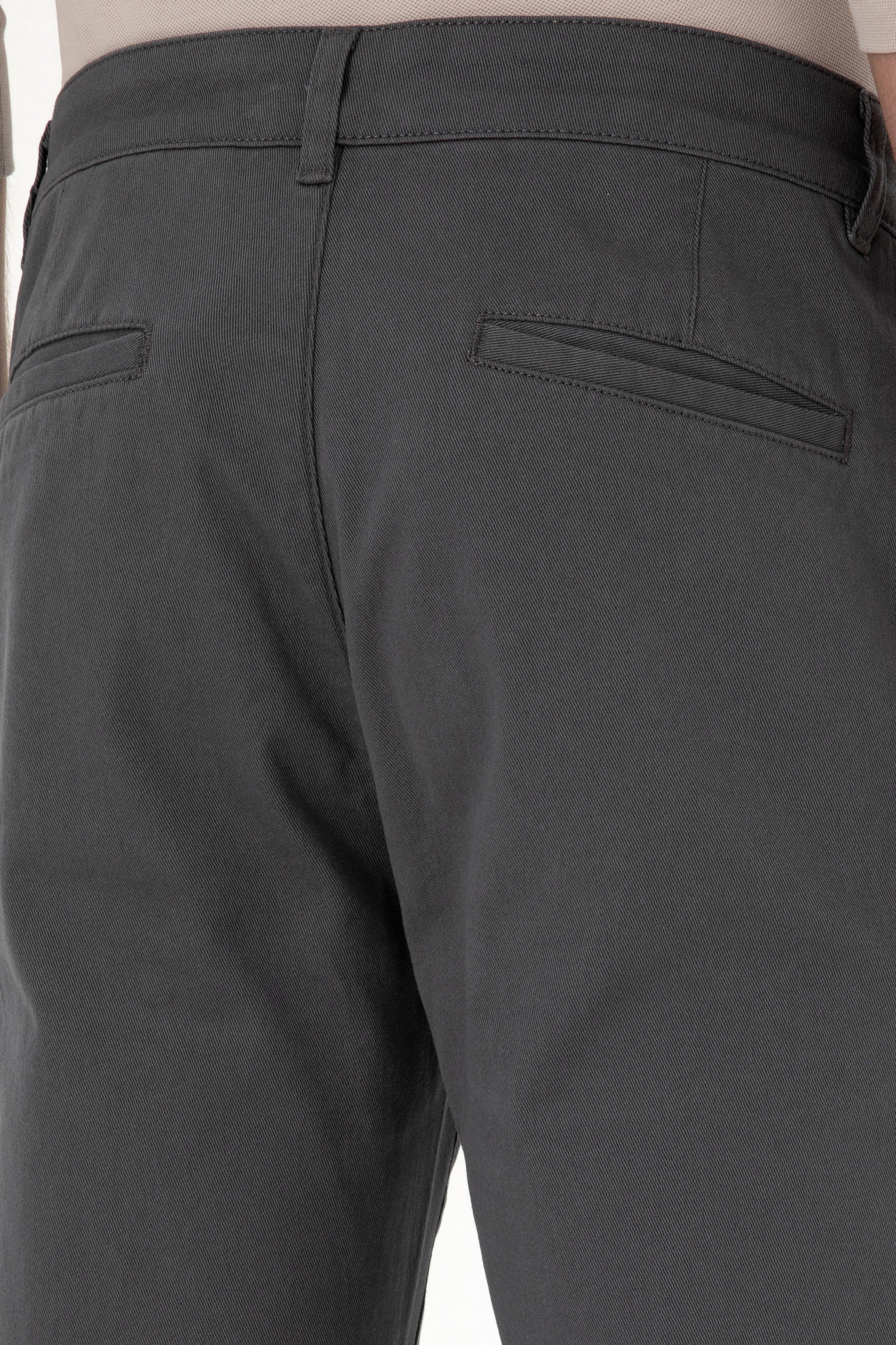 Erkek Slim Fit Gri Kanvas Pantolon
