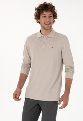 Erkek Regular Fit Polo Yaka Taş Basic Sweatshirt - 50315941056