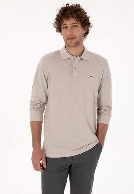 Erkek Regular Fit Polo Yaka Taş Basic Sweatshirt - 50315941056