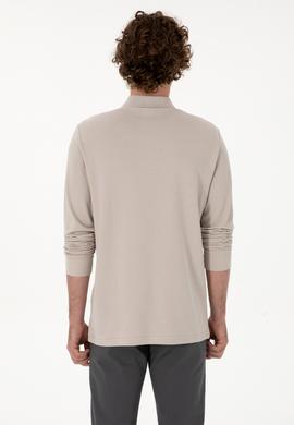 Erkek Regular Fit Polo Yaka Taş Basic Sweatshirt - 50315941056