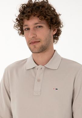 Erkek Regular Fit Polo Yaka Taş Basic Sweatshirt - 50315941056