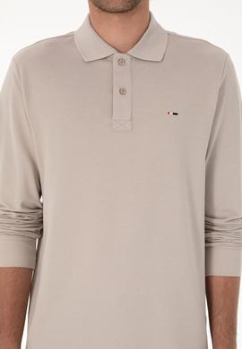 Erkek Regular Fit Polo Yaka Taş Basic Sweatshirt - 50315941056