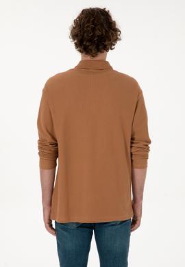 Erkek Comfort Fit Yarım Fermuarlı Camel Sweatshirt - 50313754066