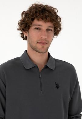 Erkek Comfort Fit Yarım Fermuarlı Antrasit Sweatshirt - 50313754056