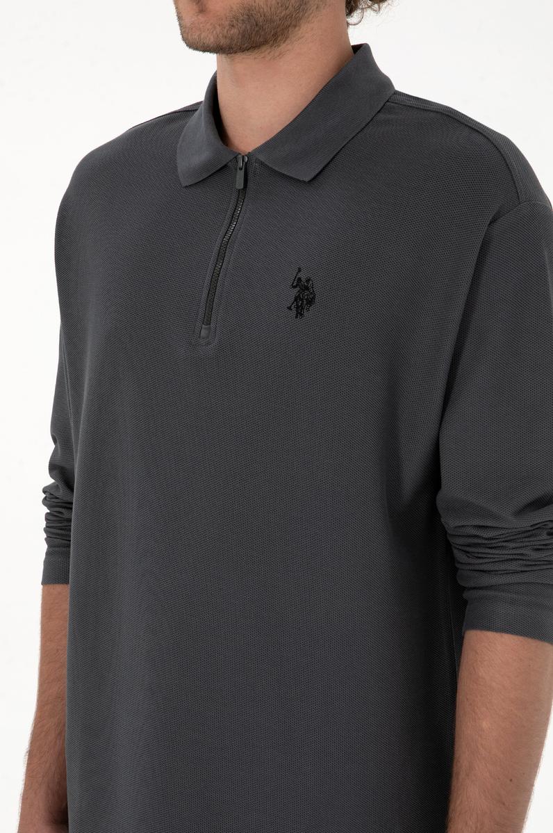 Erkek Comfort Fit Yarım Fermuarlı Antrasit Sweatshirt