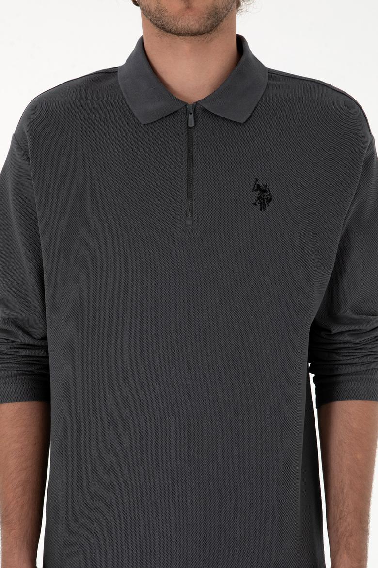 Erkek Comfort Fit Yarım Fermuarlı Antrasit Sweatshirt - 50313754056