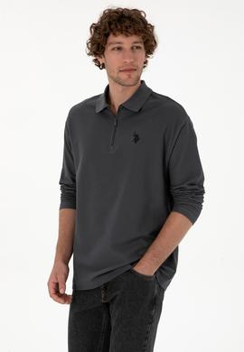 Erkek Comfort Fit Yarım Fermuarlı Antrasit Sweatshirt - 50313754056